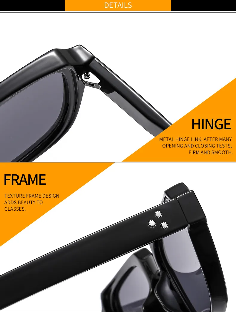 (T22082) New Box Men's And Women's Business Sunglasses  Trend Flat Mirror Rice Nail Vintage Glasses display picture 14