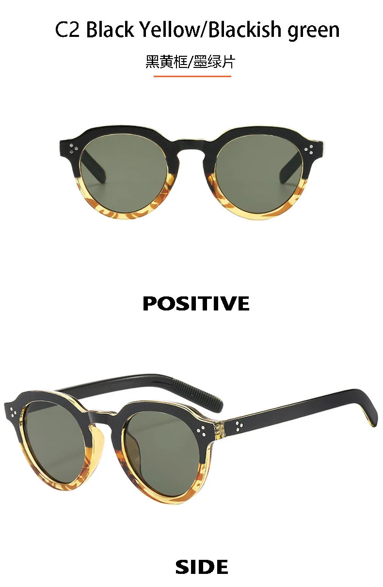 New Retro Simple Oval Casual Men's And Women's Rice Nail Sunglasses Small Frame Gradient Color Matching Sunglasses T22124 display picture 9