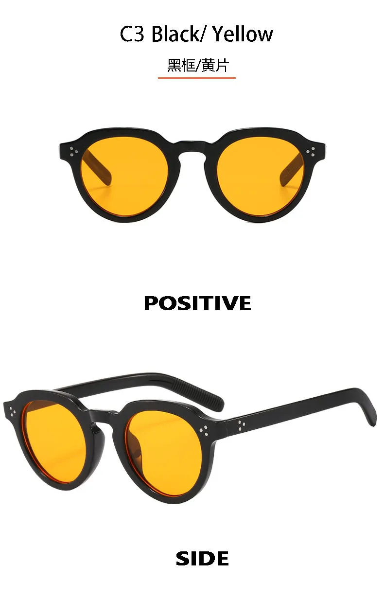 New Retro Simple Oval Casual Men's And Women's Rice Nail Sunglasses Small Frame Gradient Color Matching Sunglasses T22124 display picture 10