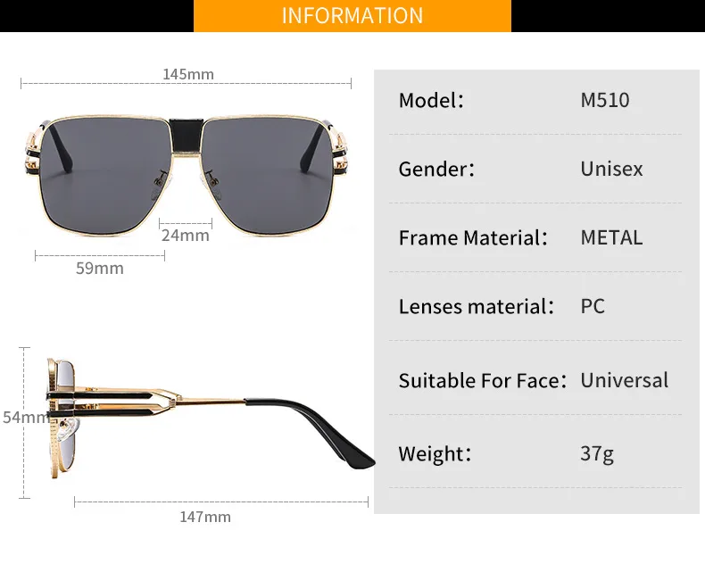 New Frame Metal Color Sunglasses Men's And Women's All-match Elegant Trendy Sunglasses  Ins Glasses M510 display picture 4