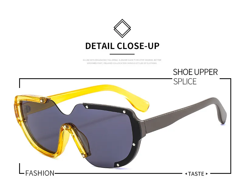 Distinctive Funny Hip-hop One-piece Sunglasses Cyber Celebrity Star Decoration Trendy Sunglasses Street Personality Fashion Glasses 8721 display picture 2