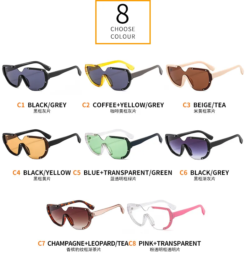Distinctive Funny Hip-hop One-piece Sunglasses Cyber Celebrity Star Decoration Trendy Sunglasses Street Personality Fashion Glasses 8721 display picture 5