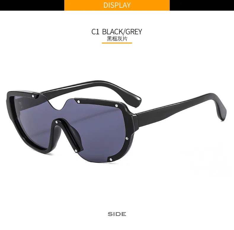 Distinctive Funny Hip-hop One-piece Sunglasses Cyber Celebrity Star Decoration Trendy Sunglasses Street Personality Fashion Glasses 8721 display picture 6