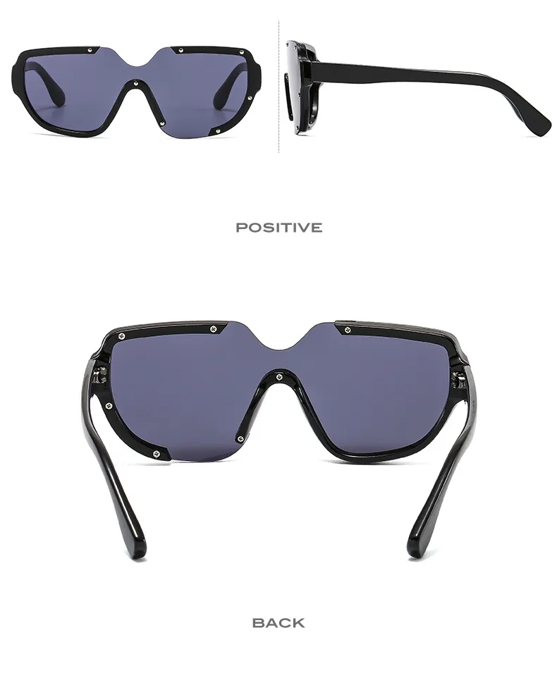 Distinctive Funny Hip-hop One-piece Sunglasses Cyber Celebrity Star Decoration Trendy Sunglasses Street Personality Fashion Glasses 8721 display picture 7