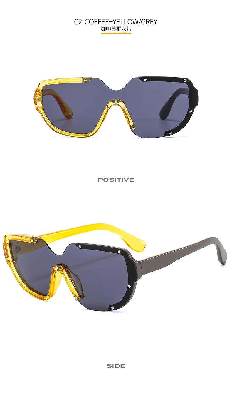 Distinctive Funny Hip-hop One-piece Sunglasses Cyber Celebrity Star Decoration Trendy Sunglasses Street Personality Fashion Glasses 8721 display picture 8