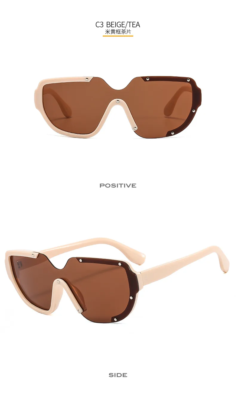 Distinctive Funny Hip-hop One-piece Sunglasses Cyber Celebrity Star Decoration Trendy Sunglasses Street Personality Fashion Glasses 8721 display picture 9