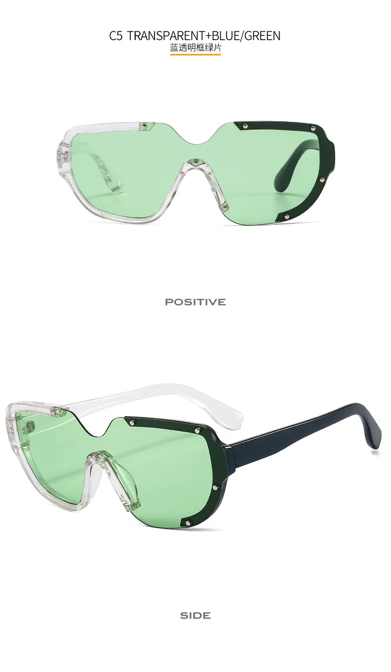Distinctive Funny Hip-hop One-piece Sunglasses Cyber Celebrity Star Decoration Trendy Sunglasses Street Personality Fashion Glasses 8721 display picture 11