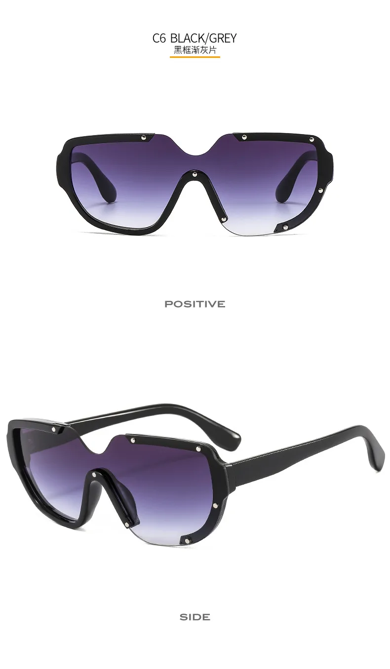 Distinctive Funny Hip-hop One-piece Sunglasses Cyber Celebrity Star Decoration Trendy Sunglasses Street Personality Fashion Glasses 8721 display picture 12