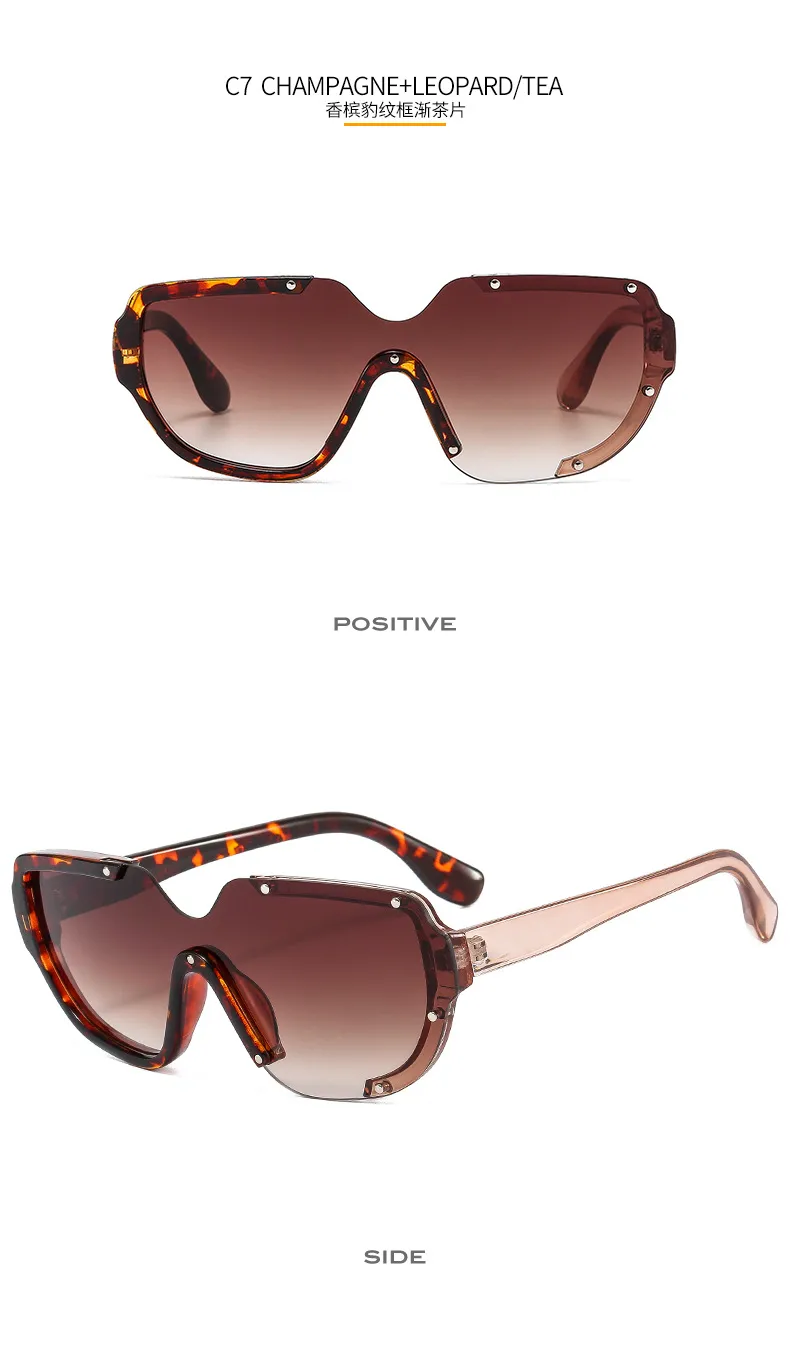 Distinctive Funny Hip-hop One-piece Sunglasses Cyber Celebrity Star Decoration Trendy Sunglasses Street Personality Fashion Glasses 8721 display picture 13
