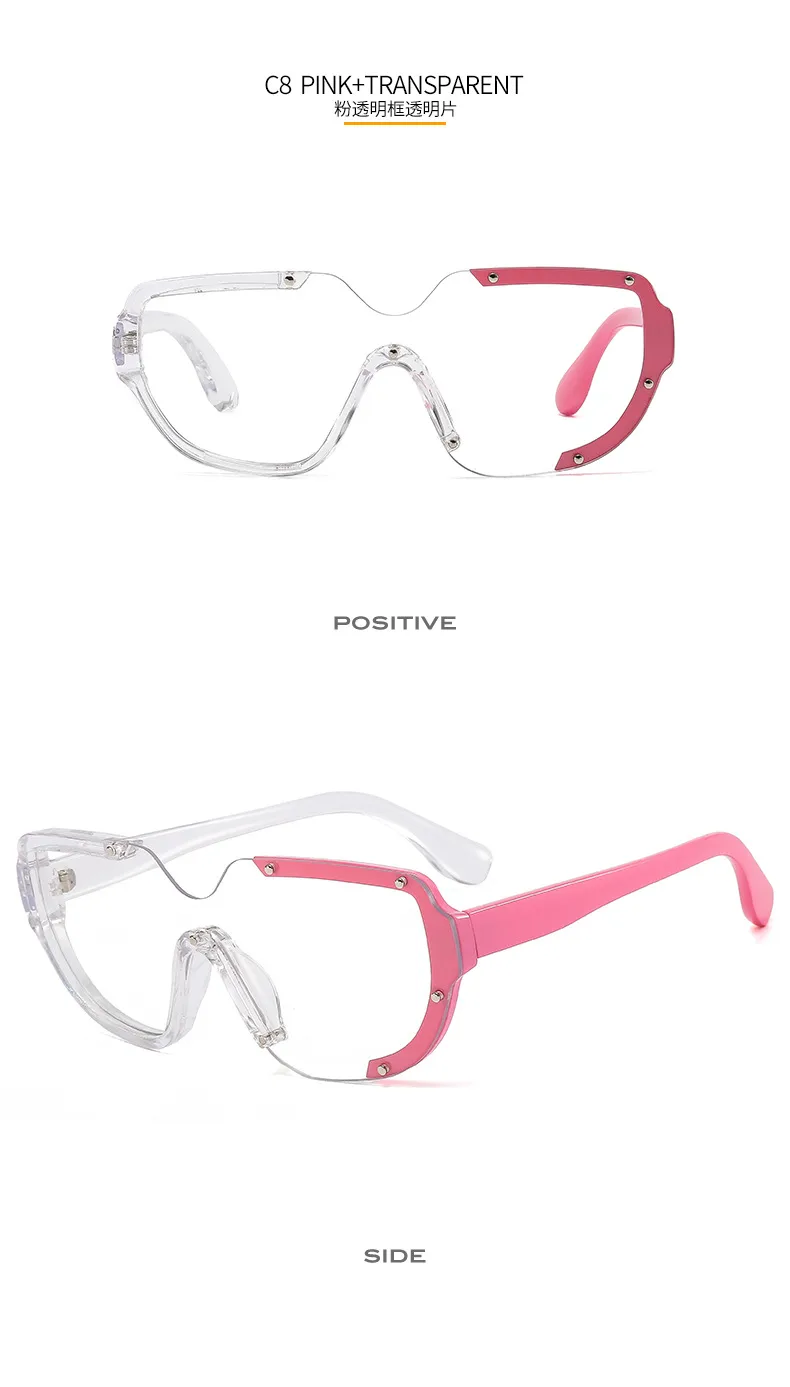 Distinctive Funny Hip-hop One-piece Sunglasses Cyber Celebrity Star Decoration Trendy Sunglasses Street Personality Fashion Glasses 8721 display picture 14