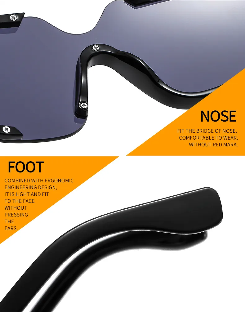 Distinctive Funny Hip-hop One-piece Sunglasses Cyber Celebrity Star Decoration Trendy Sunglasses Street Personality Fashion Glasses 8721 display picture 16