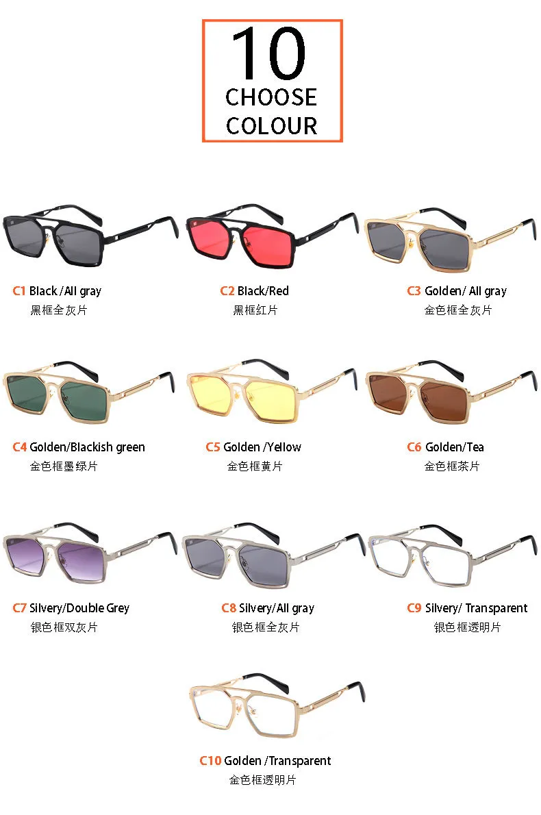 New   High-grade Metal Fashion Sunglasses Double Beam Retro Men's Outdoor Riding Sunglasses T22141 display picture 6