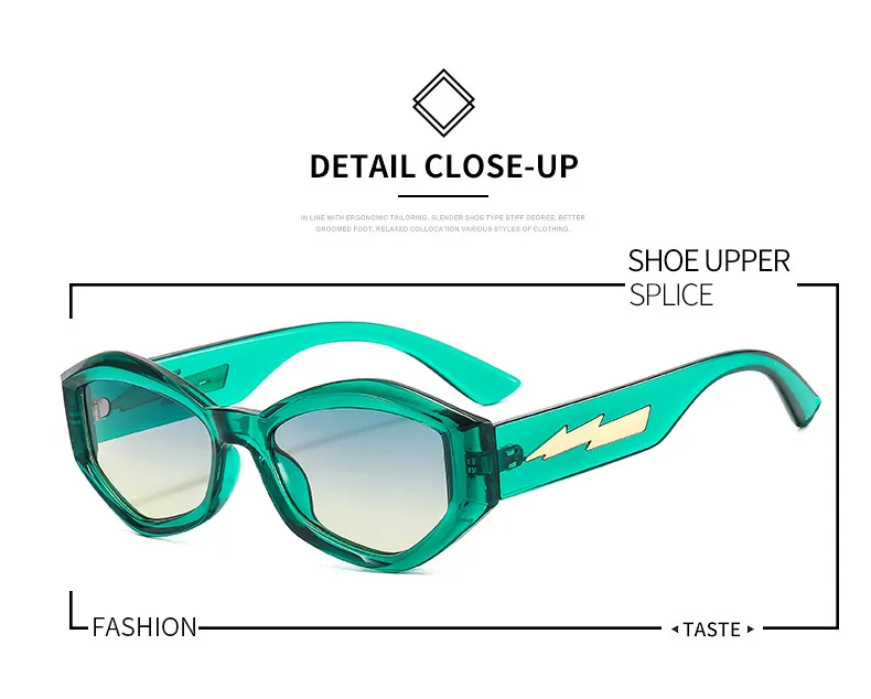 Fashion Personality Trendy Small Frame Sunglasses Lightning Decorative Vintage Glasses Irregular Dazzling Color Men's And Women's  Sunglasses display picture 2