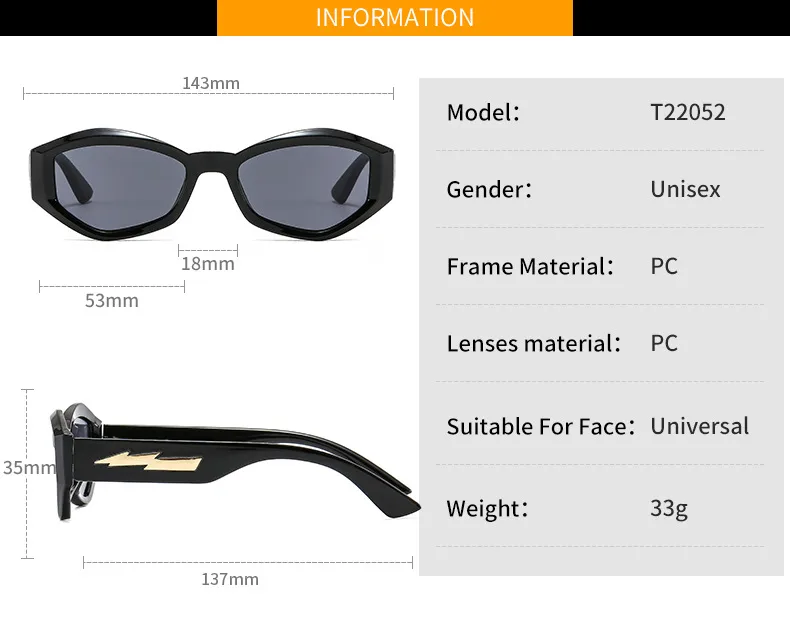Fashion Personality Trendy Small Frame Sunglasses Lightning Decorative Vintage Glasses Irregular Dazzling Color Men's And Women's  Sunglasses display picture 4
