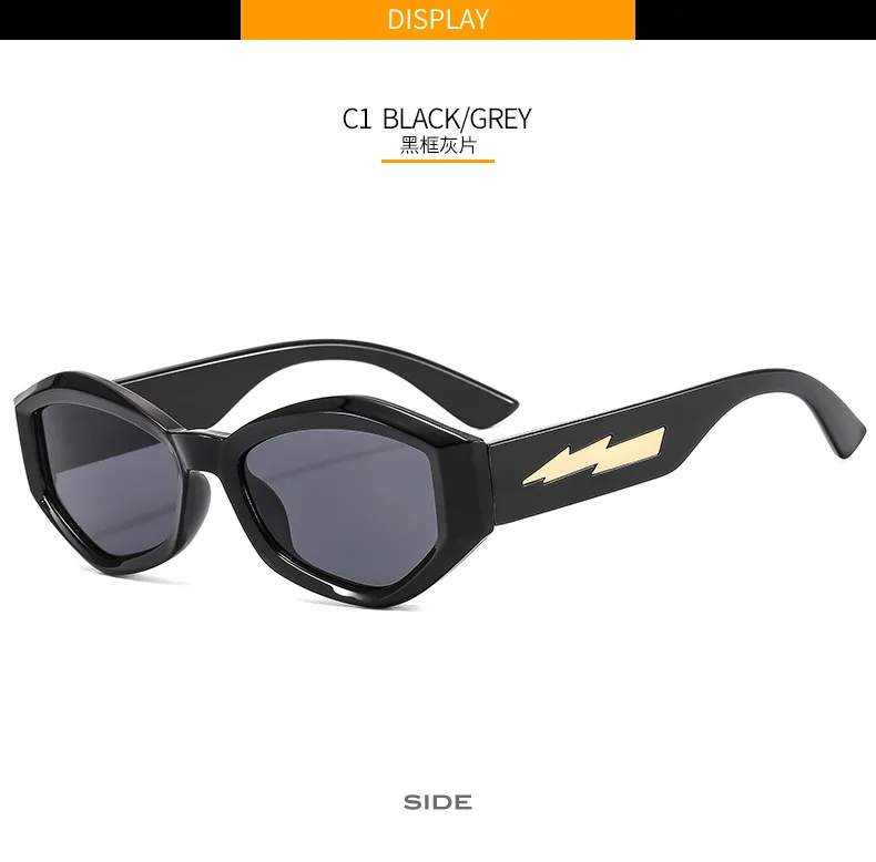 Fashion Personality Trendy Small Frame Sunglasses Lightning Decorative Vintage Glasses Irregular Dazzling Color Men's And Women's  Sunglasses display picture 6