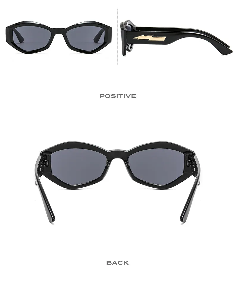 Fashion Personality Trendy Small Frame Sunglasses Lightning Decorative Vintage Glasses Irregular Dazzling Color Men's And Women's  Sunglasses display picture 7