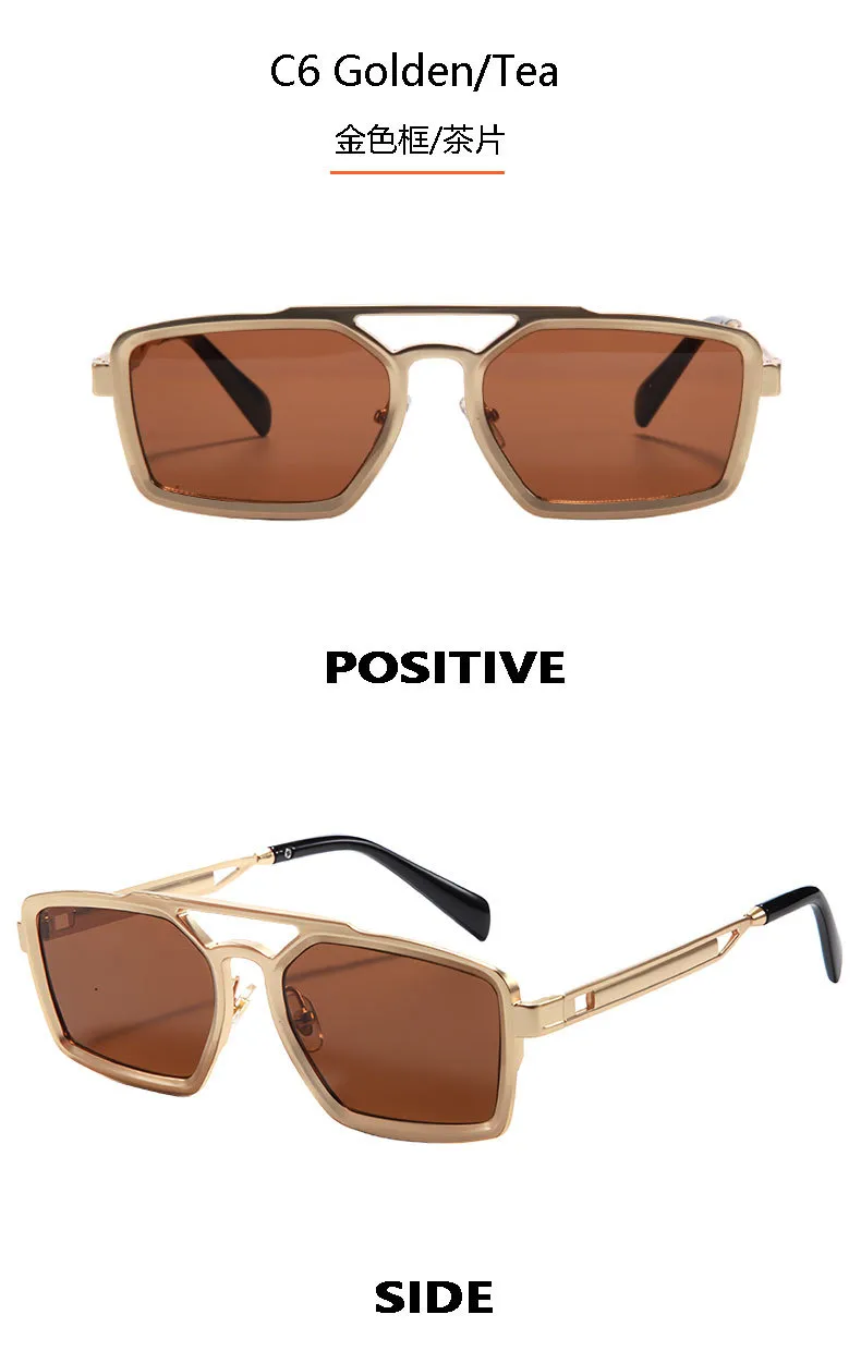 New   High-grade Metal Fashion Sunglasses Double Beam Retro Men's Outdoor Riding Sunglasses T22141 display picture 13