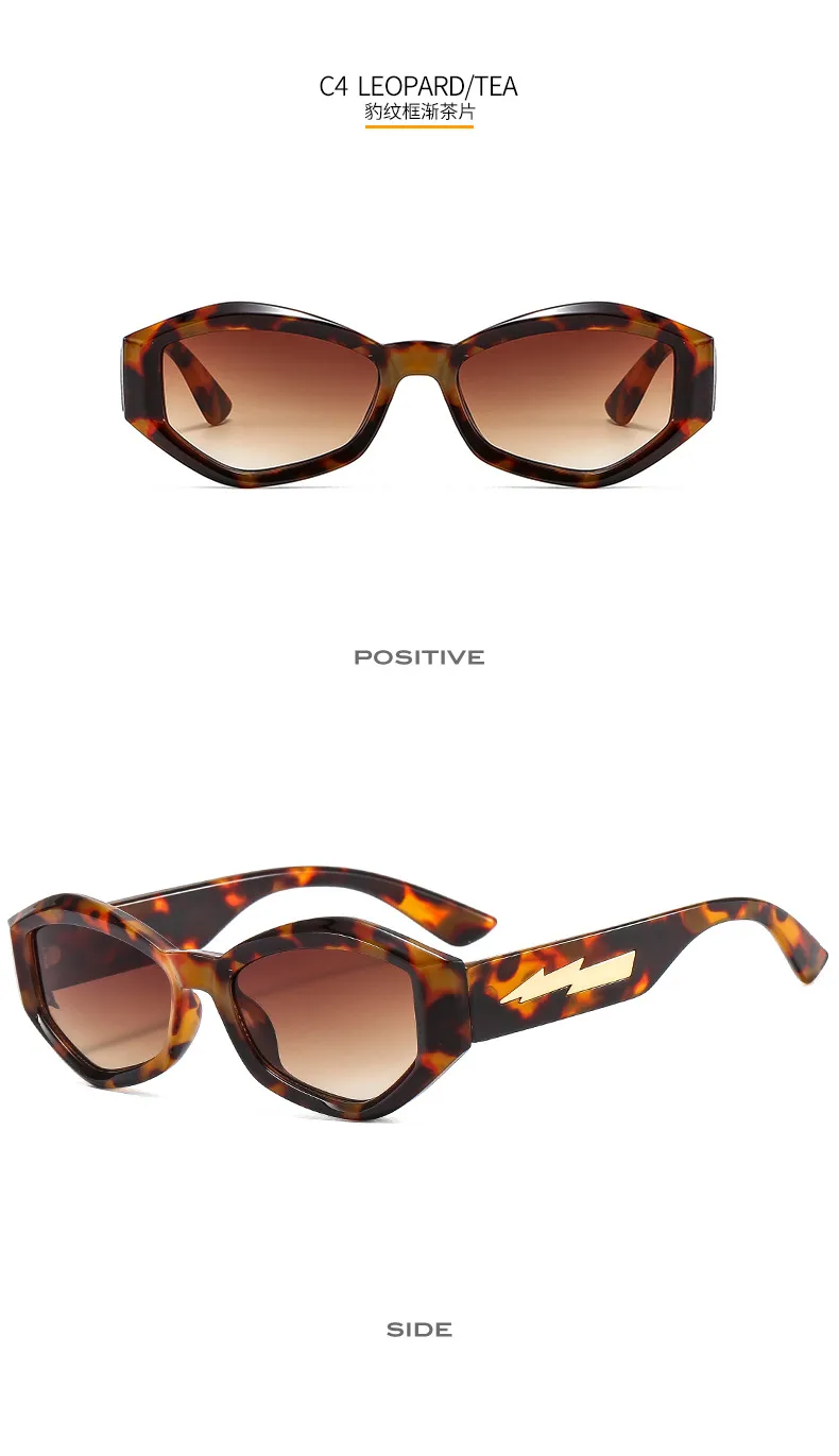 Fashion Personality Trendy Small Frame Sunglasses Lightning Decorative Vintage Glasses Irregular Dazzling Color Men's And Women's  Sunglasses display picture 10