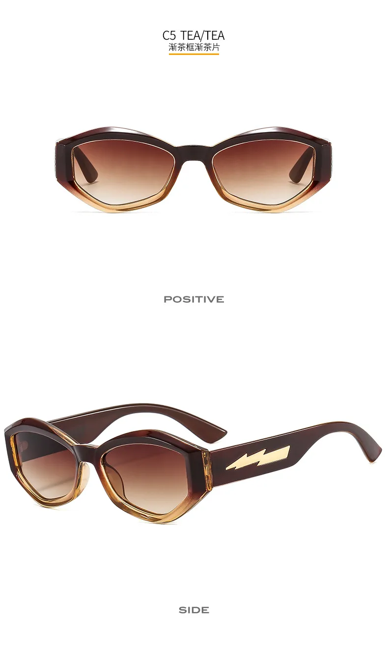 Fashion Personality Trendy Small Frame Sunglasses Lightning Decorative Vintage Glasses Irregular Dazzling Color Men's And Women's  Sunglasses display picture 11