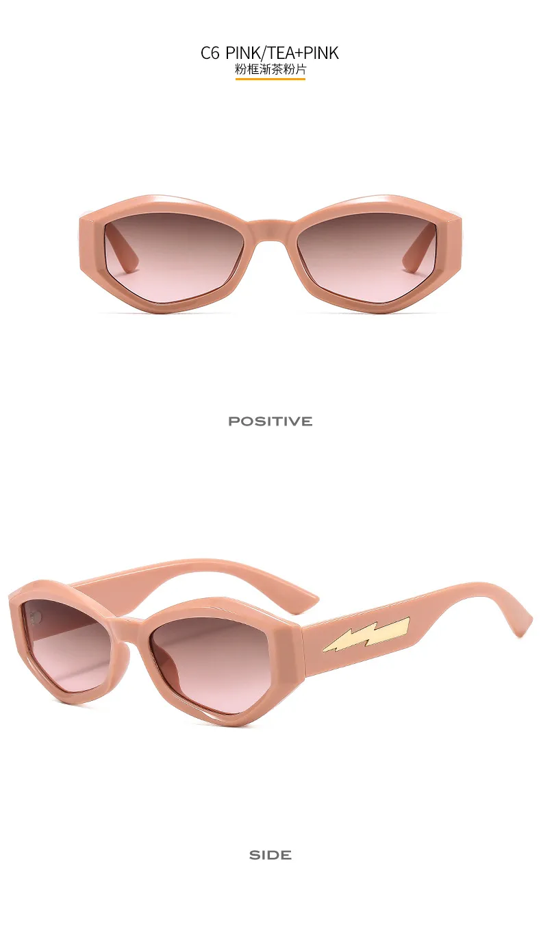 Fashion Personality Trendy Small Frame Sunglasses Lightning Decorative Vintage Glasses Irregular Dazzling Color Men's And Women's  Sunglasses display picture 12