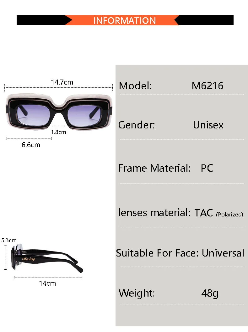 New  Fashion Sunglasses Men's And Women's  Large-frame Square Sunglasses Cool Tide High-value Glasses Frame M6216 display picture 5