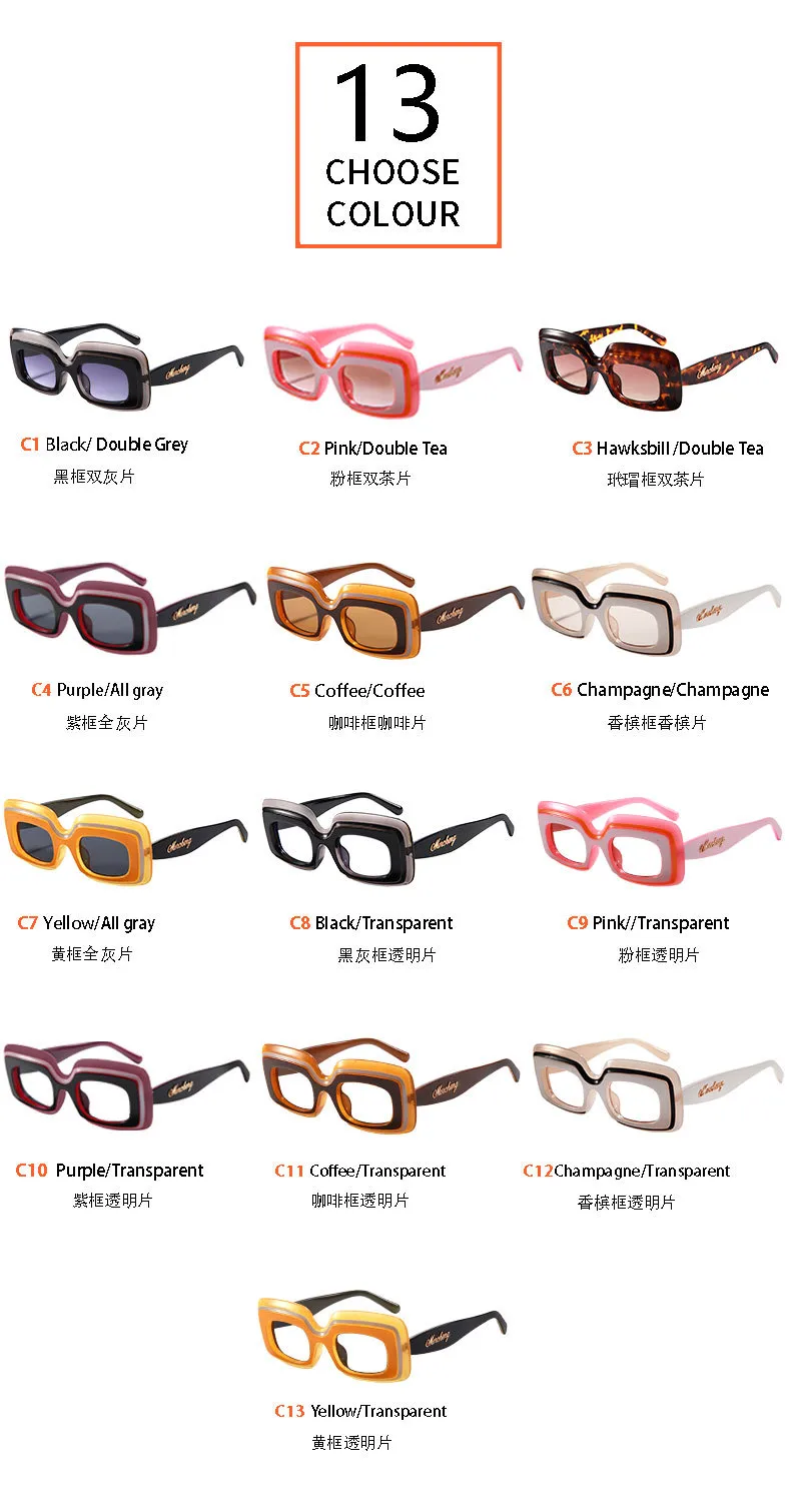 New  Fashion Sunglasses Men's And Women's  Large-frame Square Sunglasses Cool Tide High-value Glasses Frame M6216 display picture 6