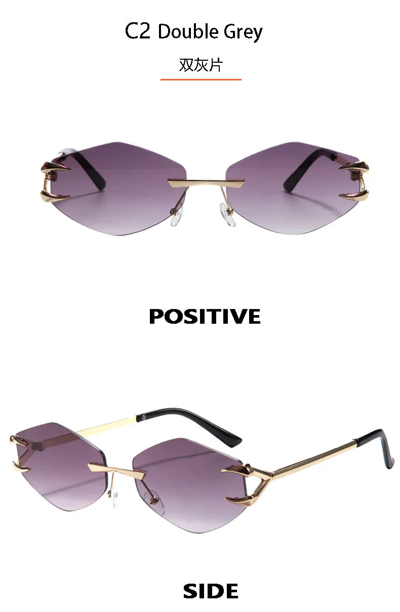 Personality New Frameless Diamond Sunglasses Internet Red With Metal Small Frame Glasses Fashion Sunglasses T22142 display picture 9