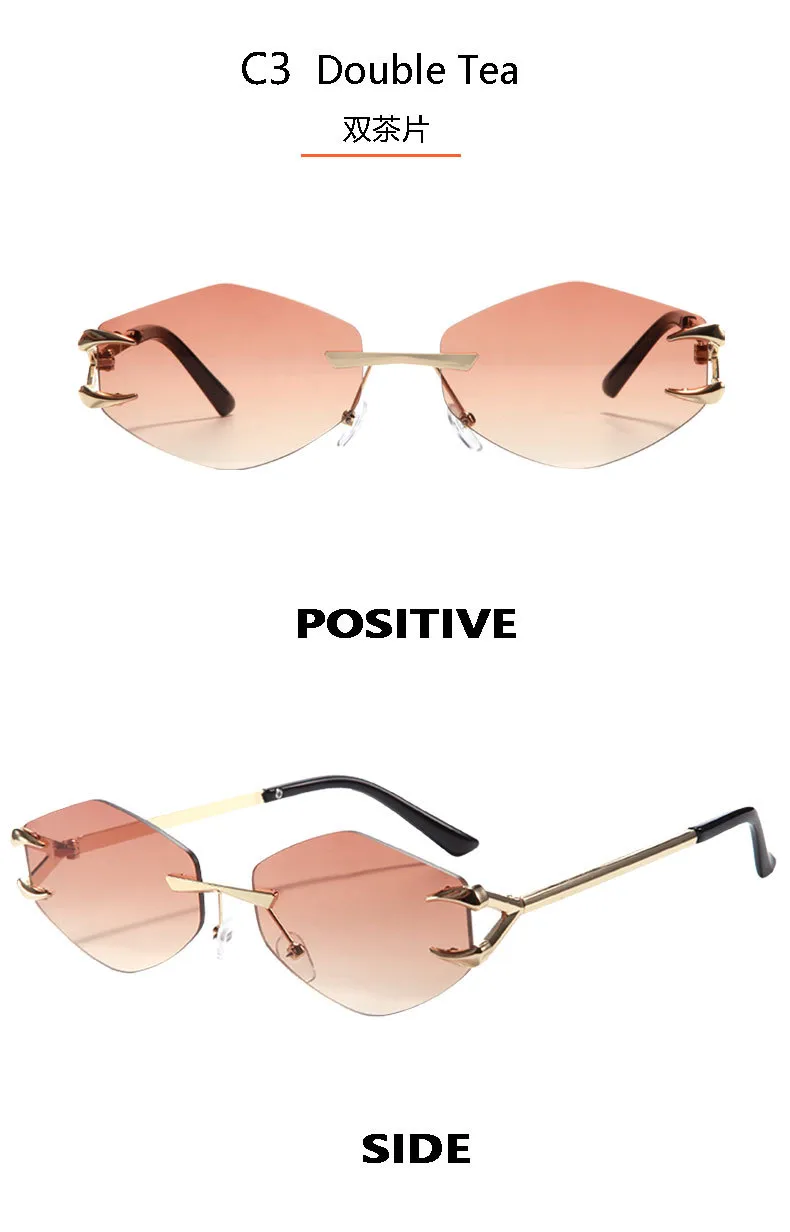 Personality New Frameless Diamond Sunglasses Internet Red With Metal Small Frame Glasses Fashion Sunglasses T22142 display picture 10