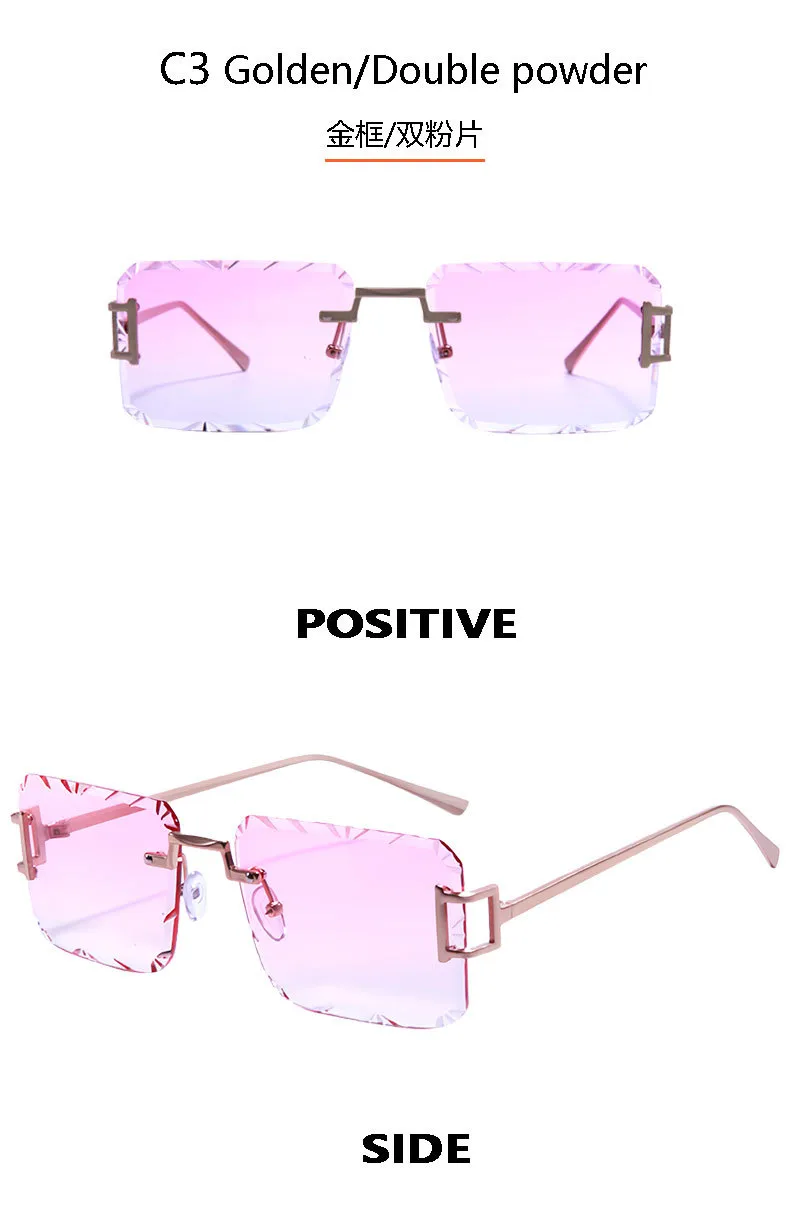 New  Personality Rhombus Frameless Square Trim High-end Luxury Women's Sunglasses Sunshade Sunglasses 2353 display picture 10