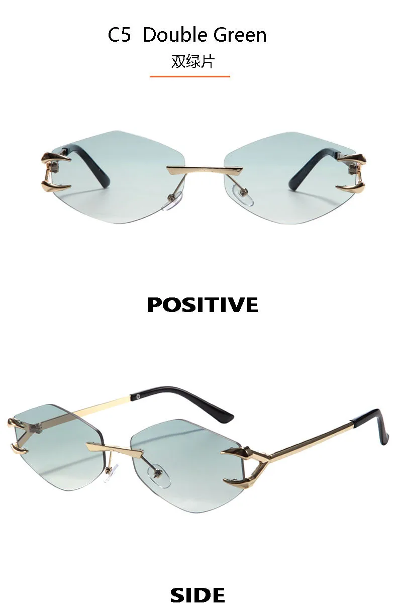 Personality New Frameless Diamond Sunglasses Internet Red With Metal Small Frame Glasses Fashion Sunglasses T22142 display picture 12