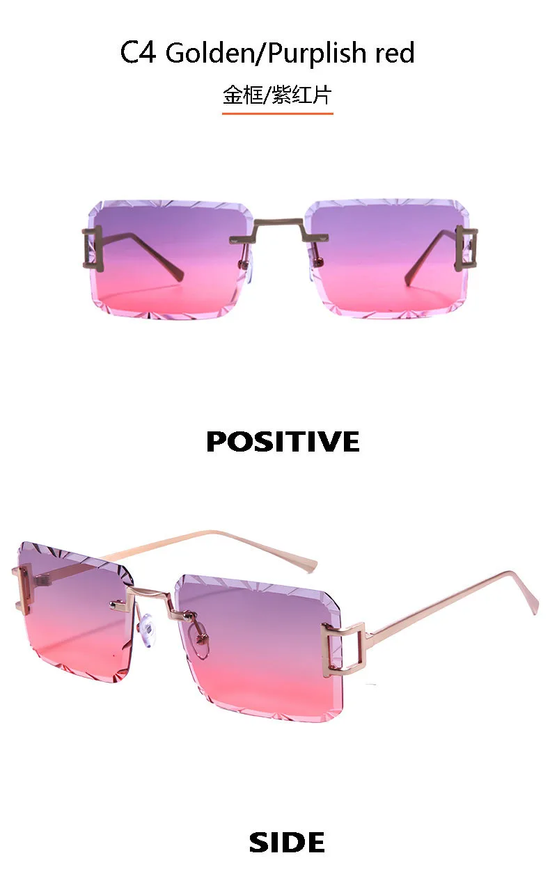 New  Personality Rhombus Frameless Square Trim High-end Luxury Women's Sunglasses Sunshade Sunglasses 2353 display picture 11