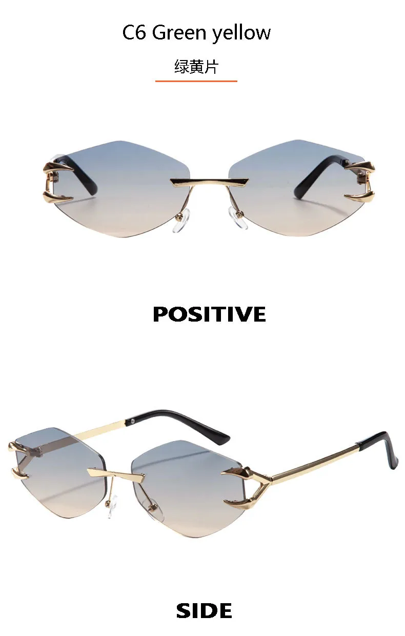 Personality New Frameless Diamond Sunglasses Internet Red With Metal Small Frame Glasses Fashion Sunglasses T22142 display picture 13