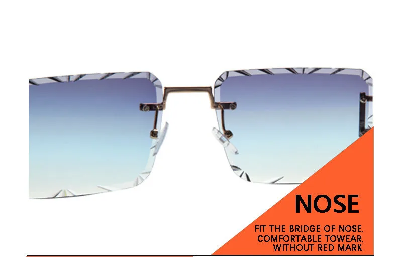 New  Personality Rhombus Frameless Square Trim High-end Luxury Women's Sunglasses Sunshade Sunglasses 2353 display picture 15