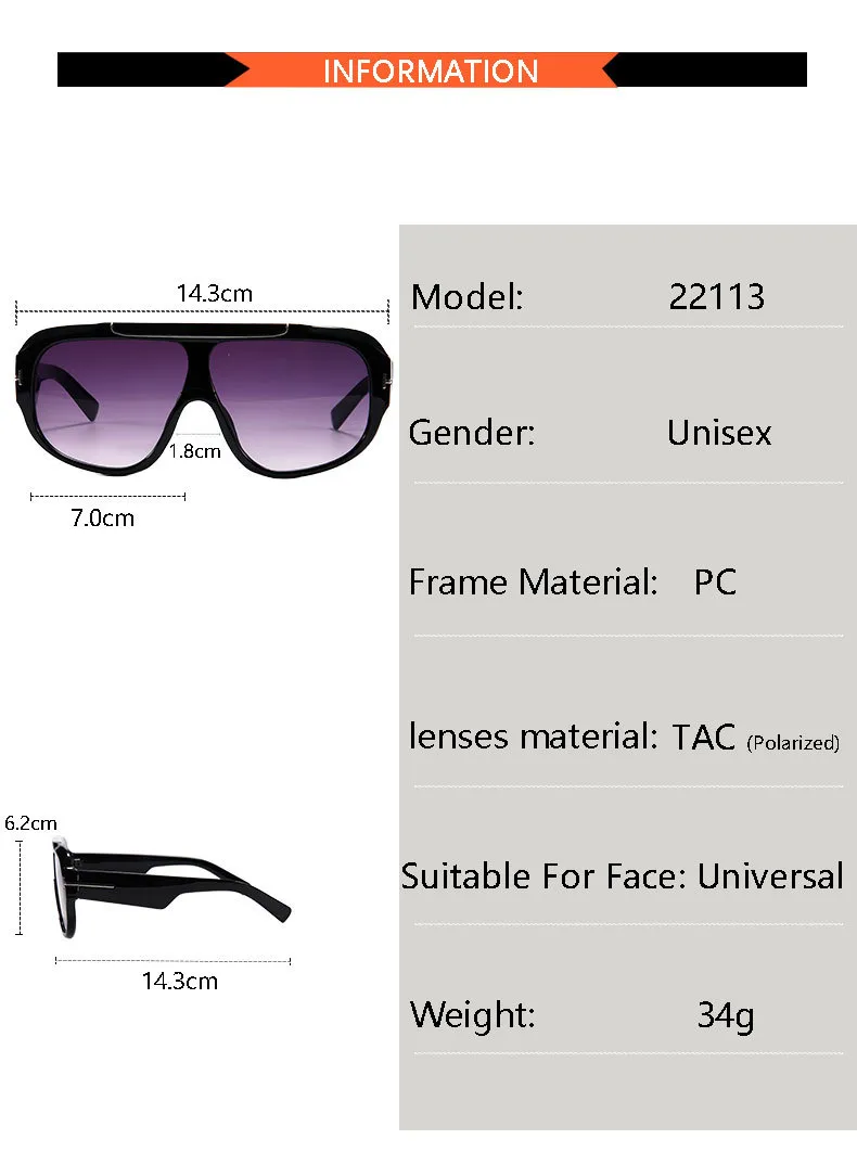 New  Trend Large Frame Goggles  Fashion Sunglasses Men's Anti-ultraviolet Sunglasses Women T22113 display picture 5