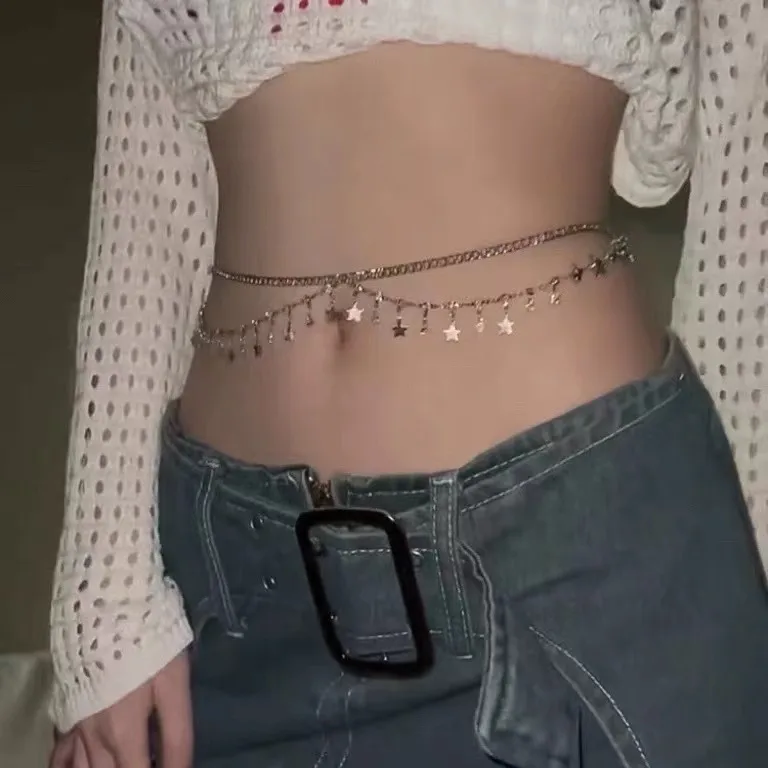 Jewelry Bikini Rhinestone Chain Waist Decoration Multi-layer Body Chain Star Rhinestone Tassel Waist Chain Women display picture 10