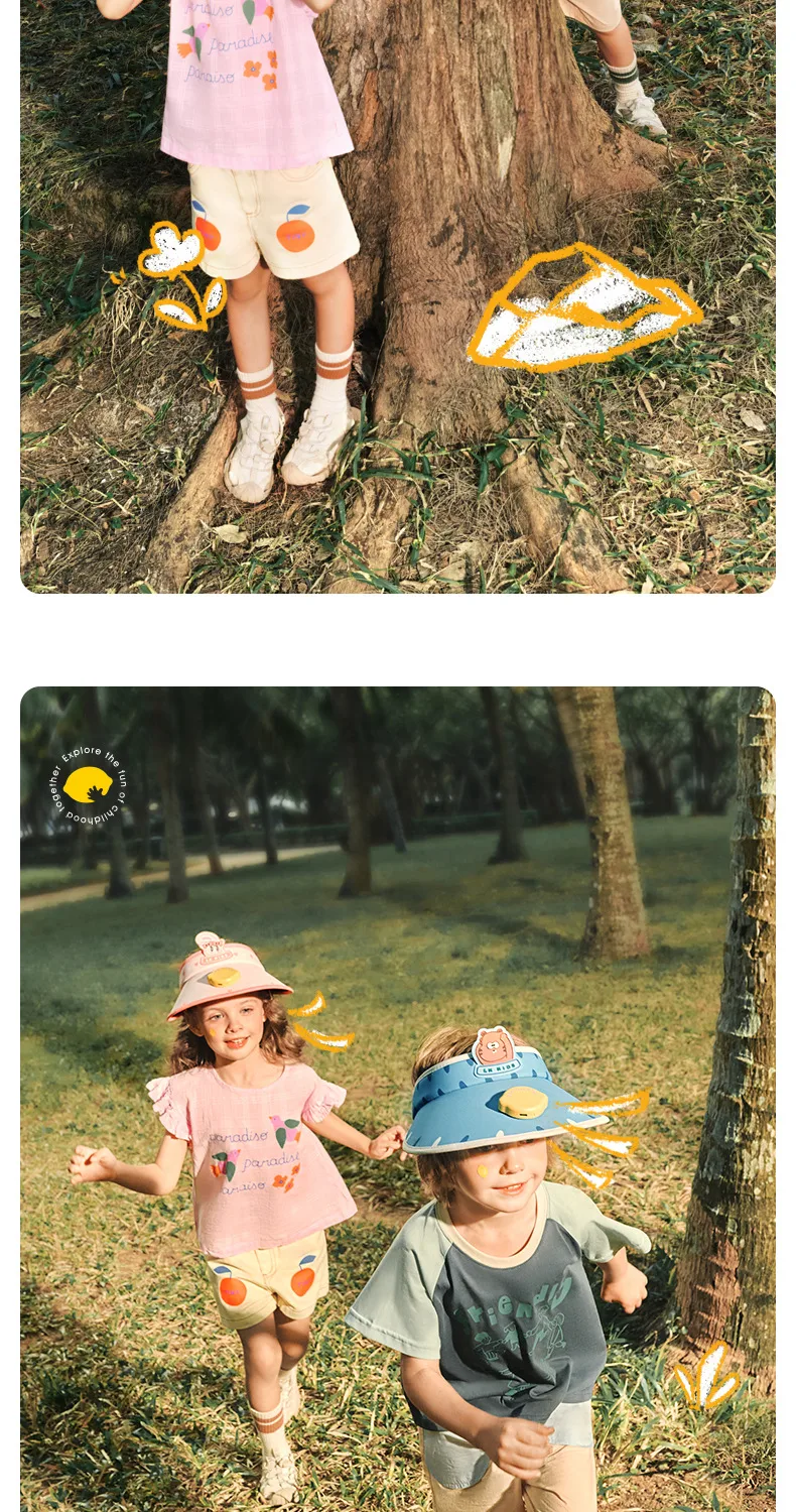 Lemon Baby Children Sun Hat Fan Hat Boys And Girls Sun Hat Summer Empty Top Big Brim Sun Hat display picture 17