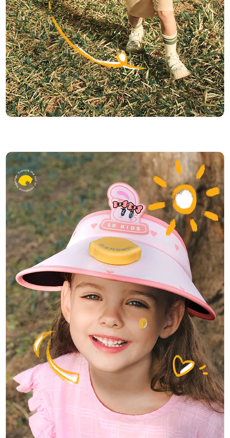 Lemon Baby Children Sun Hat Fan Hat Boys And Girls Sun Hat Summer Empty Top Big Brim Sun Hat display picture 18