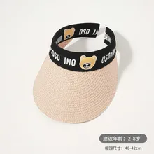 Children's Sunshade Hat Summer Thin Boys And Girls Cartoon Bear Sunscreen Straw Hat Baby Travel Breathable Sun Hat display picture 16