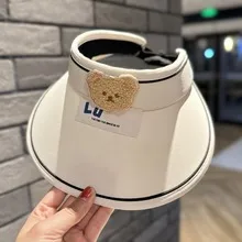 Children's Sunshade Hat Summer Thin Boys And Girls Cartoon Bear Sunscreen Straw Hat Baby Travel Breathable Sun Hat display picture 28