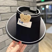 Children's Sunshade Hat Summer Thin Boys And Girls Cartoon Bear Sunscreen Straw Hat Baby Travel Breathable Sun Hat display picture 29