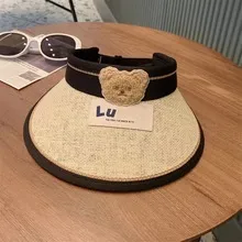 Children's Sunshade Hat Summer Thin Boys And Girls Cartoon Bear Sunscreen Straw Hat Baby Travel Breathable Sun Hat display picture 35