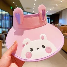Children's Sunshade Hat Summer Thin Boys And Girls Cartoon Bear Sunscreen Straw Hat Baby Travel Breathable Sun Hat display picture 49
