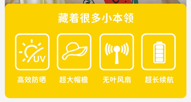 Lemon Baby Children's Fan Sun Hat Boys And Girls Sun Hat Summer Empty Top Hat Big Hat Baby Sun Hat display picture 3