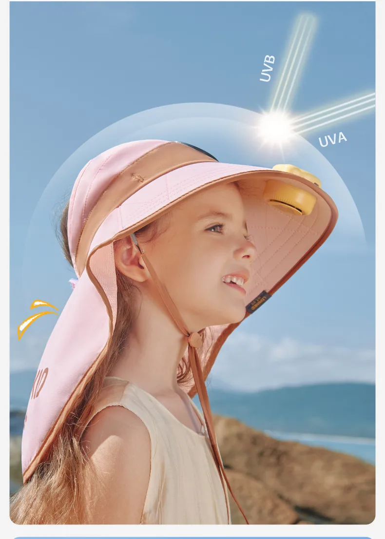 Lemon Baby Children's Fan Sun Hat Boys And Girls Sun Hat Summer Empty Top Hat Big Hat Baby Sun Hat display picture 8