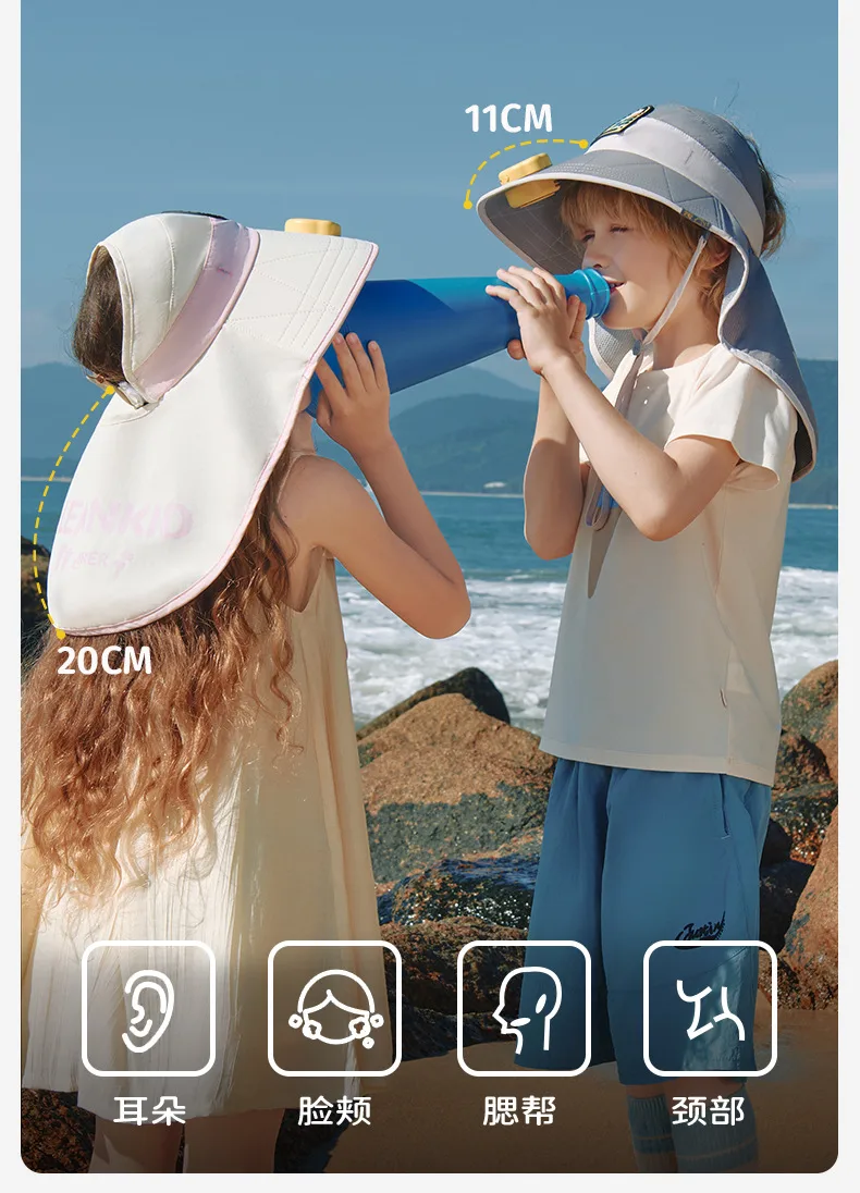 Lemon Baby Children's Fan Sun Hat Boys And Girls Sun Hat Summer Empty Top Hat Big Hat Baby Sun Hat display picture 11