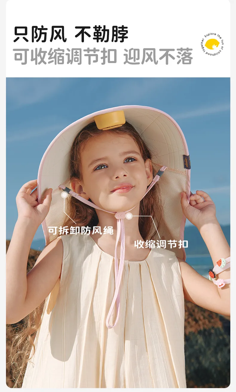 Lemon Baby Children's Fan Sun Hat Boys And Girls Sun Hat Summer Empty Top Hat Big Hat Baby Sun Hat display picture 16
