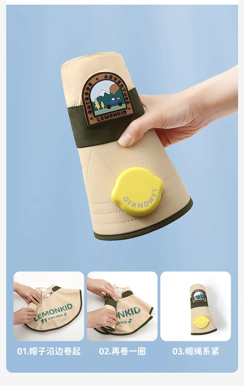 Lemon Baby Children's Fan Sun Hat Boys And Girls Sun Hat Summer Empty Top Hat Big Hat Baby Sun Hat display picture 21