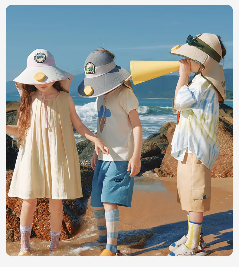 Lemon Baby Children's Fan Sun Hat Boys And Girls Sun Hat Summer Empty Top Hat Big Hat Baby Sun Hat display picture 26