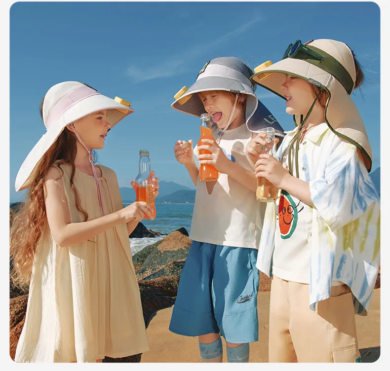 Lemon Baby Children's Fan Sun Hat Boys And Girls Sun Hat Summer Empty Top Hat Big Hat Baby Sun Hat display picture 27