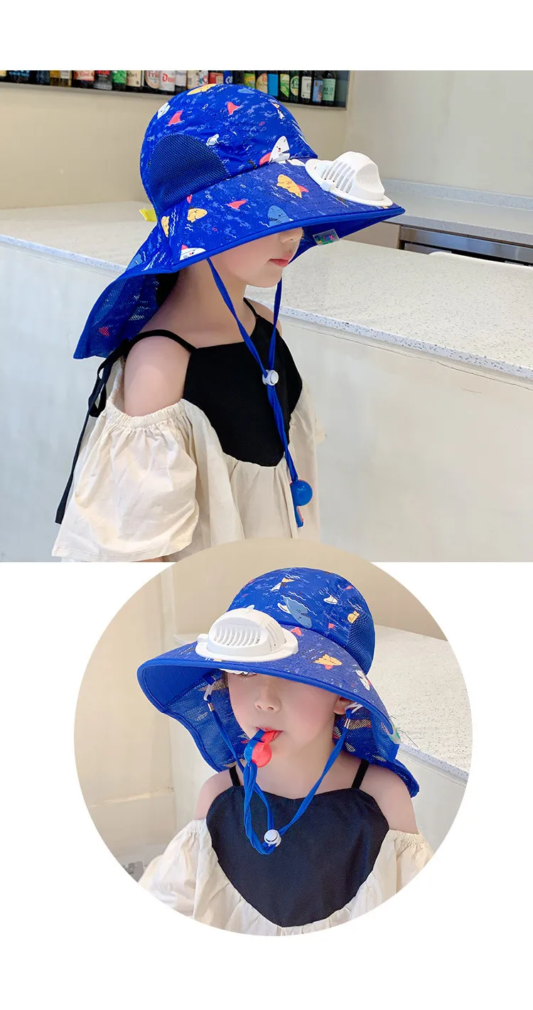 Children's Sun Hat Summer UV Protection Baby Sun Hat With Fan Female Boy Sun Hat Foldable Hat display picture 4